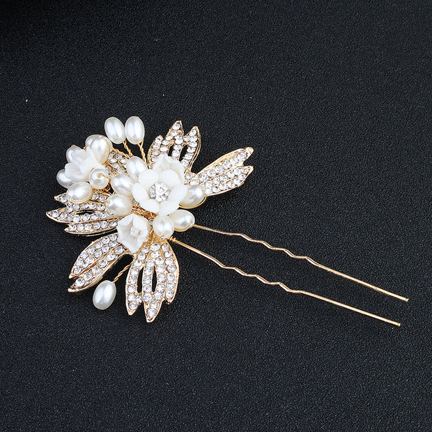 2 Pieces Rhinestones Pearl Bride Bridesmaid Wedding Hair Pins