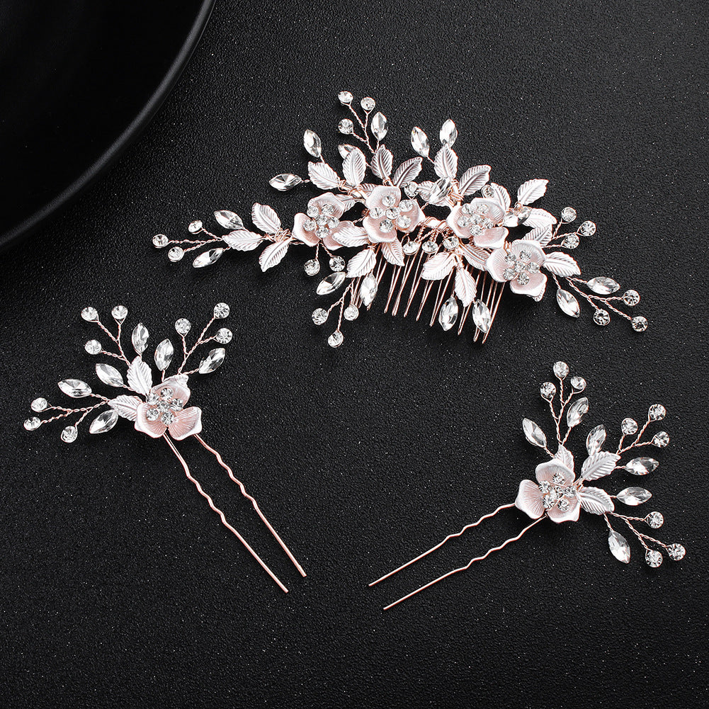 Rhinestone Petals Bride Wedding Hair Comb Pins
