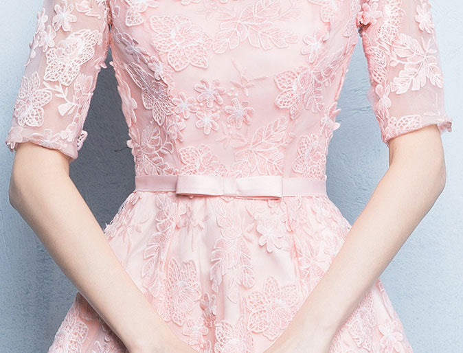 Fit & Flare Bridesmaid Party Dress with Lace Overlay