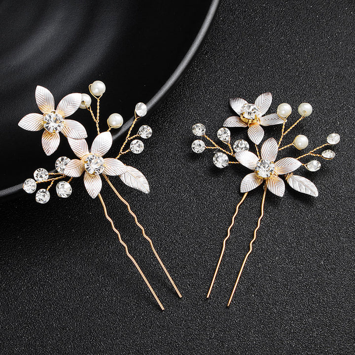 2 Pieces Rhinestones Flower Bride Bridesmaid Wedding Hair Pins