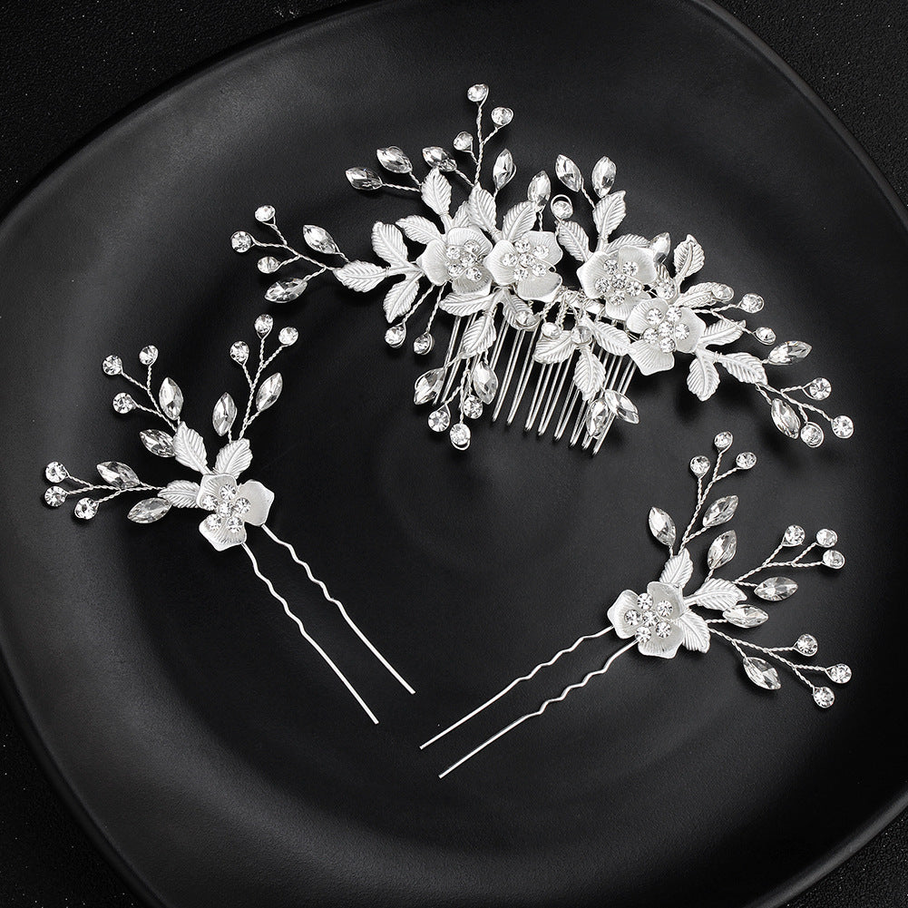 Rhinestone Petals Bride Wedding Hair Comb Pins