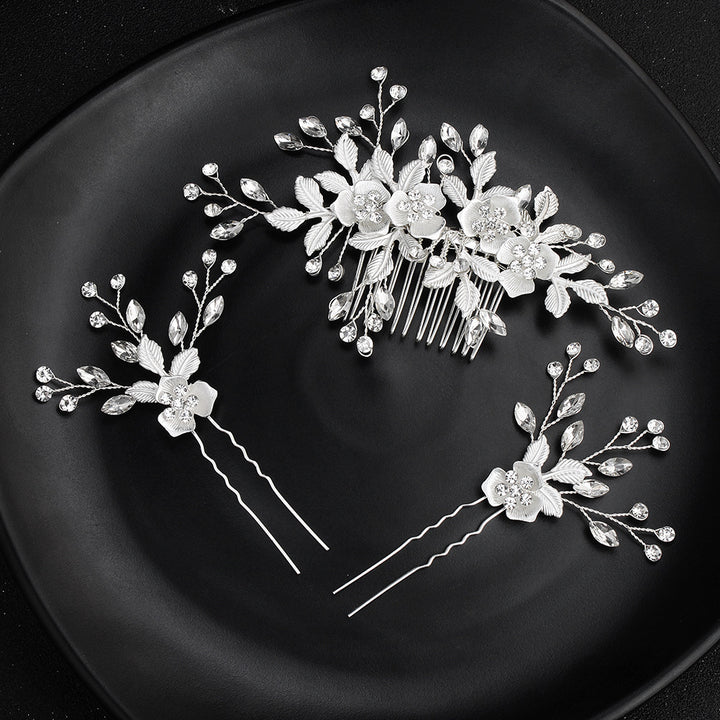 Rhinestone Petals Bride Wedding Hair Comb Pins