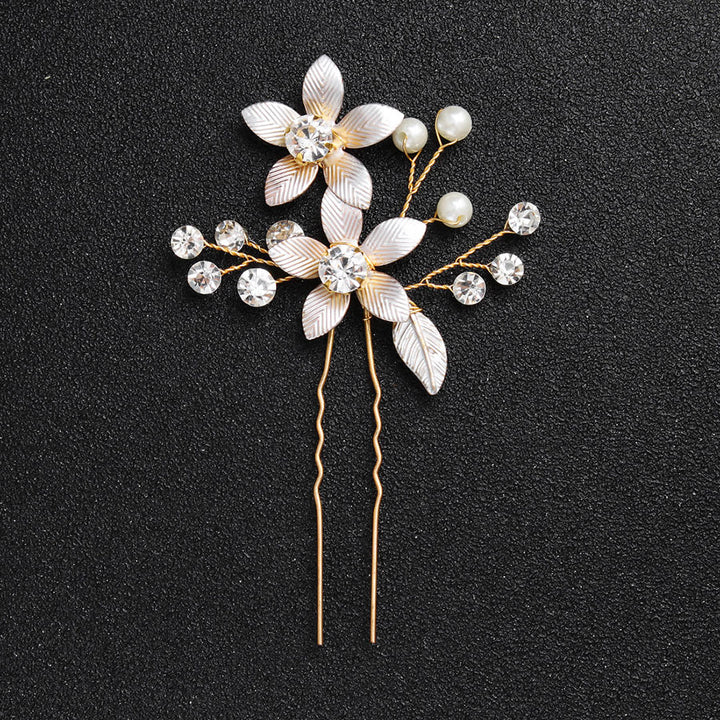 2 Pieces Rhinestones Flower Bride Bridesmaid Wedding Hair Pins