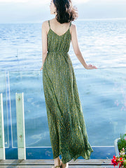 Green Stripe Maxi Slip Beach Dress