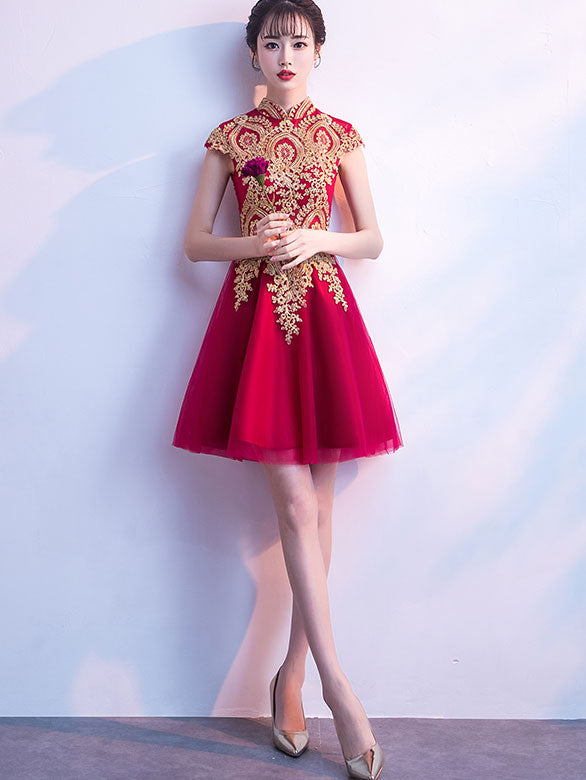 A-Line Tulle Qipao / Cheongsam Party Dress with Appliques