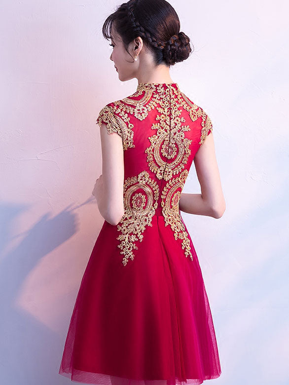A-Line Tulle Qipao / Cheongsam Party Dress with Appliques