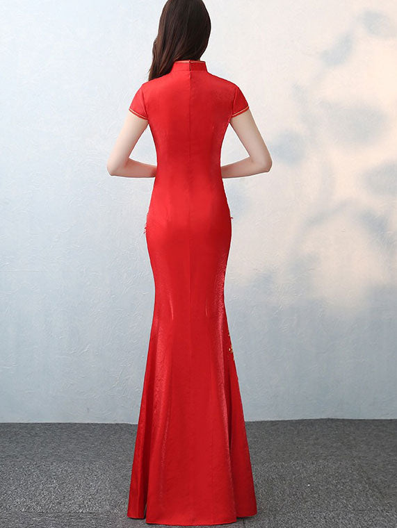Gold Phoenix Fishtail Qipao / Cheongsam Wedding Dress
