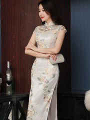 Embroidered Maxi Qipao / Cheongsam Evening Dress