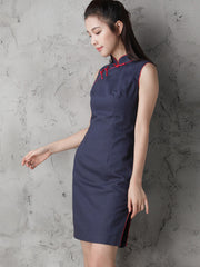 Custom Tailored Blue Modern Qipao / Cheongsam Dress