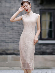 2022 Floral Lace Tea Modern Cheongsam Qi Pao Dress