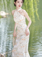 Summer Halter Floral Cheongsam Qipao Dress