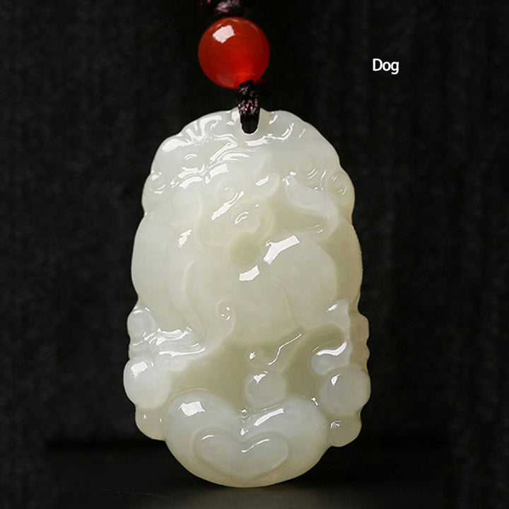 12 Chinese Zodiac Animals Jade Pendant Necklace