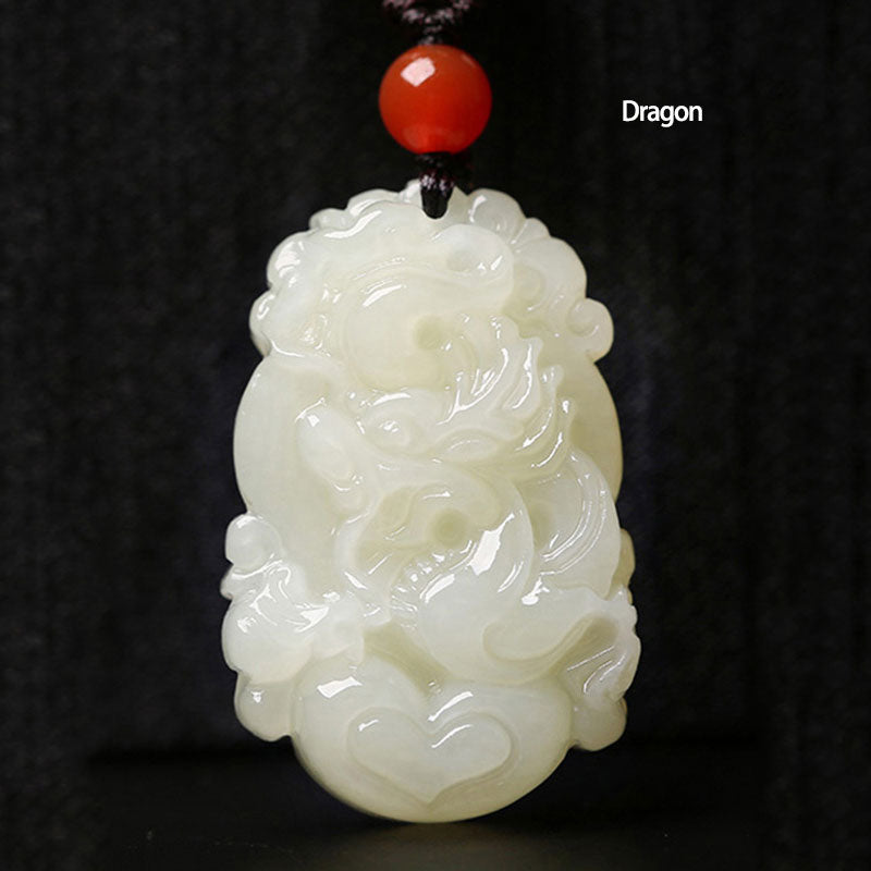 12 Chinese Zodiac Animals Jade Pendant Necklace