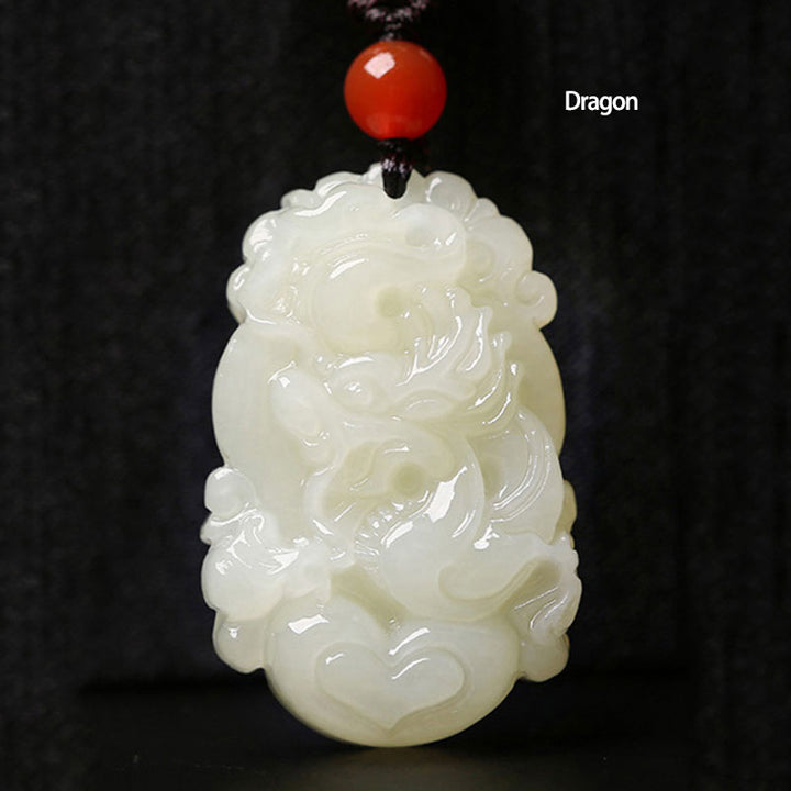 12 Chinese Zodiac Animals Jade Pendant Necklace