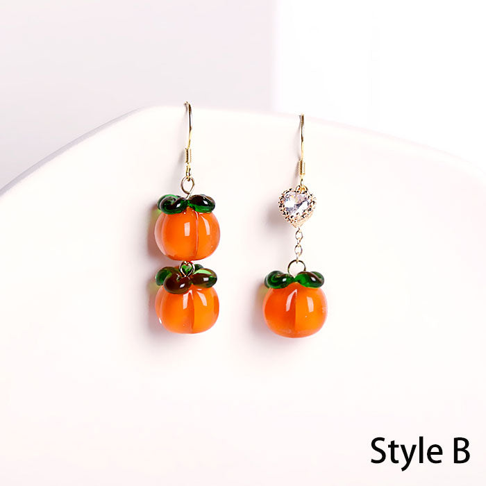 Colored Glaze Persimmon Drop Dangle Earrings