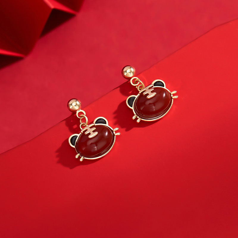 2022 Zodiac Tiger Drop Dangle Earrings New Year Birthday Gift