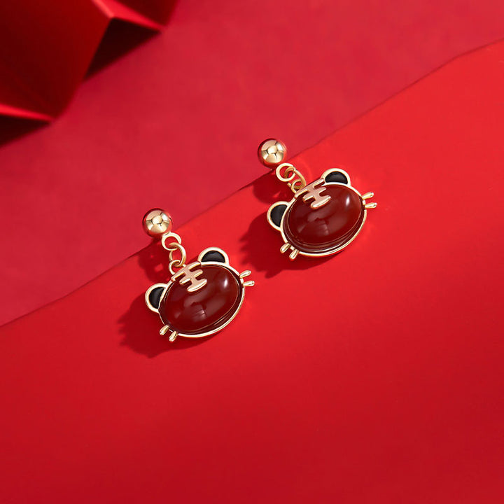 2022 Zodiac Tiger Drop Dangle Earrings New Year Birthday Gift