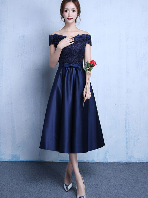 Off Shoulder A-Line Evening Party Dress