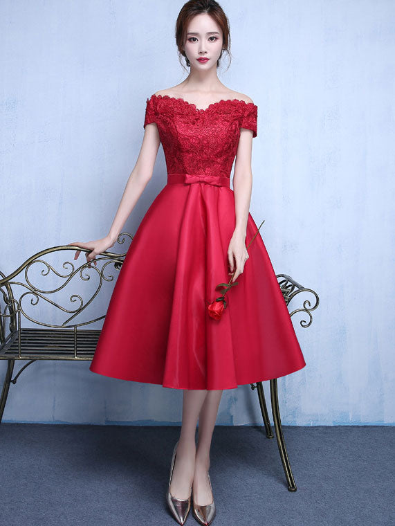 Off Shoulder A-Line Evening Party Dress