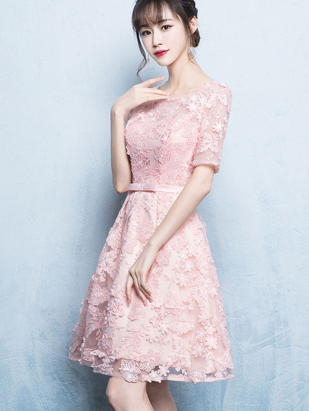 Fit & Flare Bridesmaid Party Dress with Lace Overlay