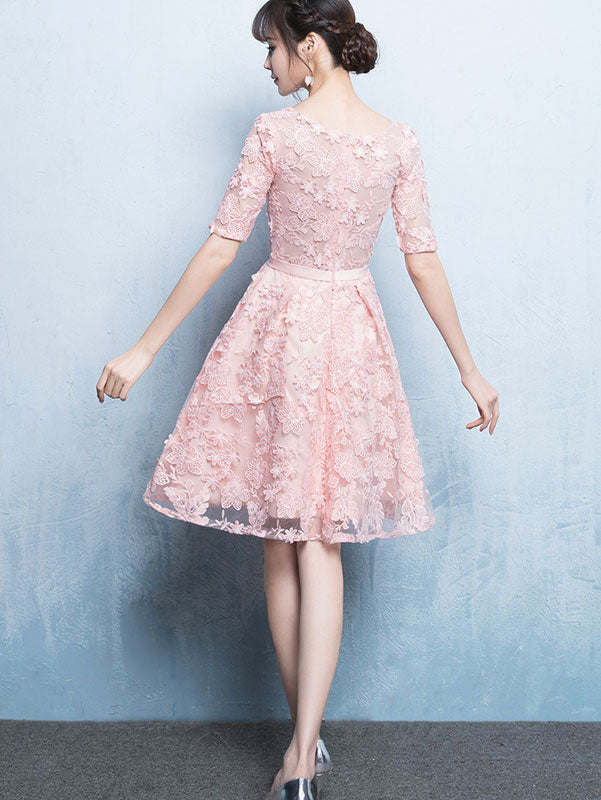 Fit & Flare Bridesmaid Party Dress with Lace Overlay