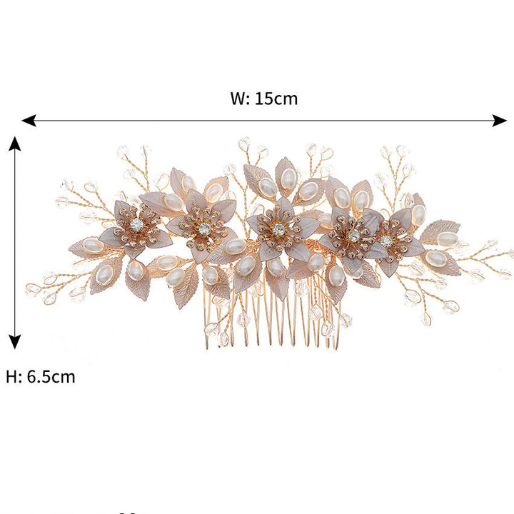 Crystal Pearls Flower Bride Wedding Hair Comb