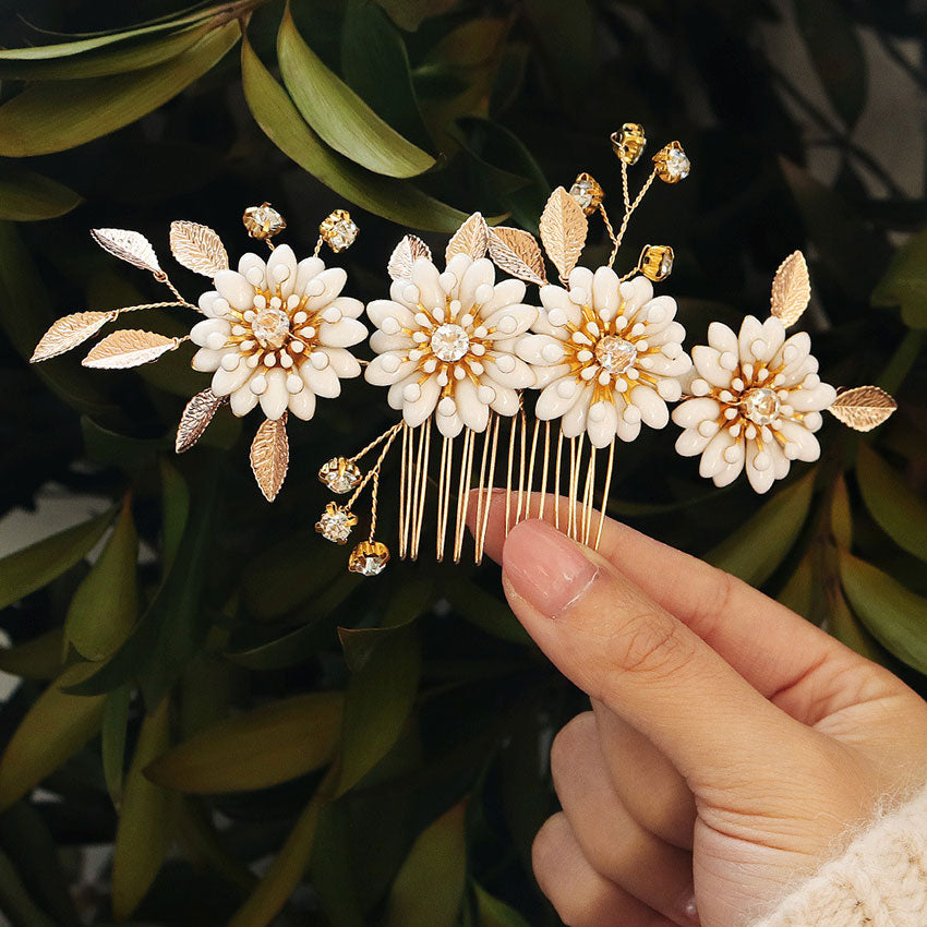 Baroque Flower Leaf Bride Wedding Hair Comb