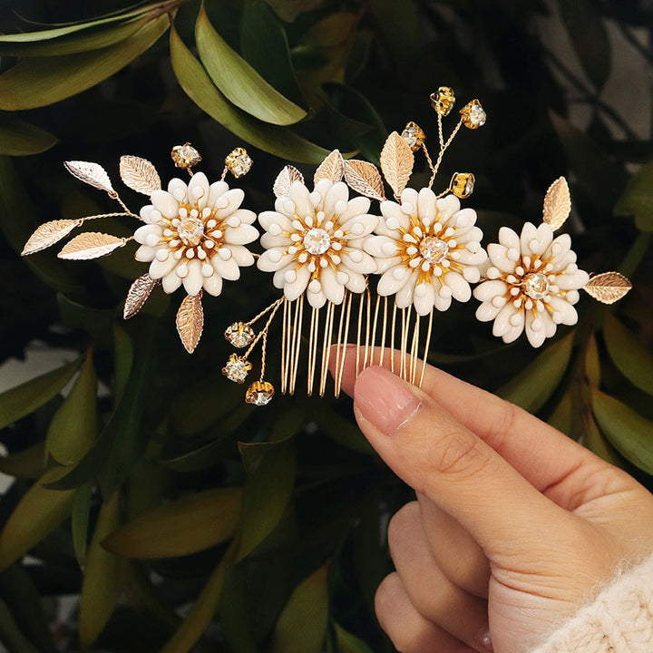 Baroque Flower Leaf Bride Wedding Hair Comb