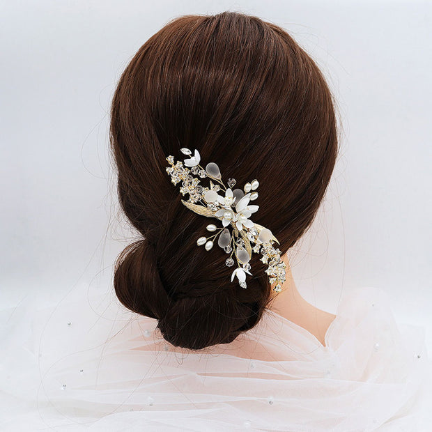 Rhinestone Pearl  Flower Bridal Wedding Hair Clip