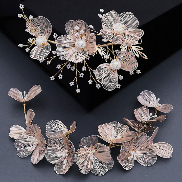 Gold Alloy Pearls Bridal Wedding Hair Vine Clip