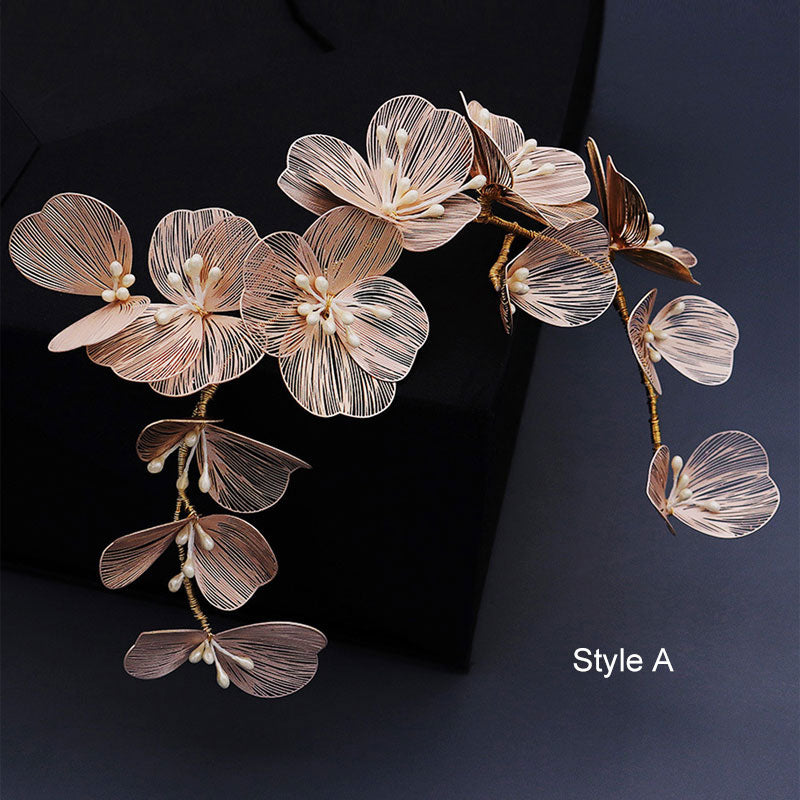 Gold Alloy Pearls Bridal Wedding Hair Vine Clip
