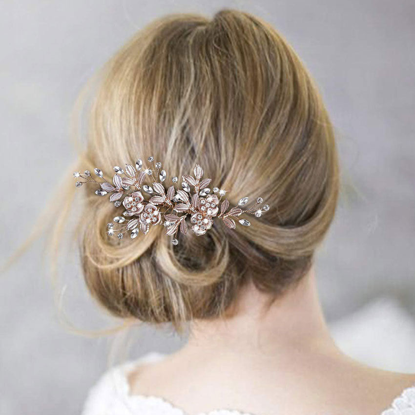 Rhinestone Alloy Flower Bridal Wedding Hair Vine Clip
