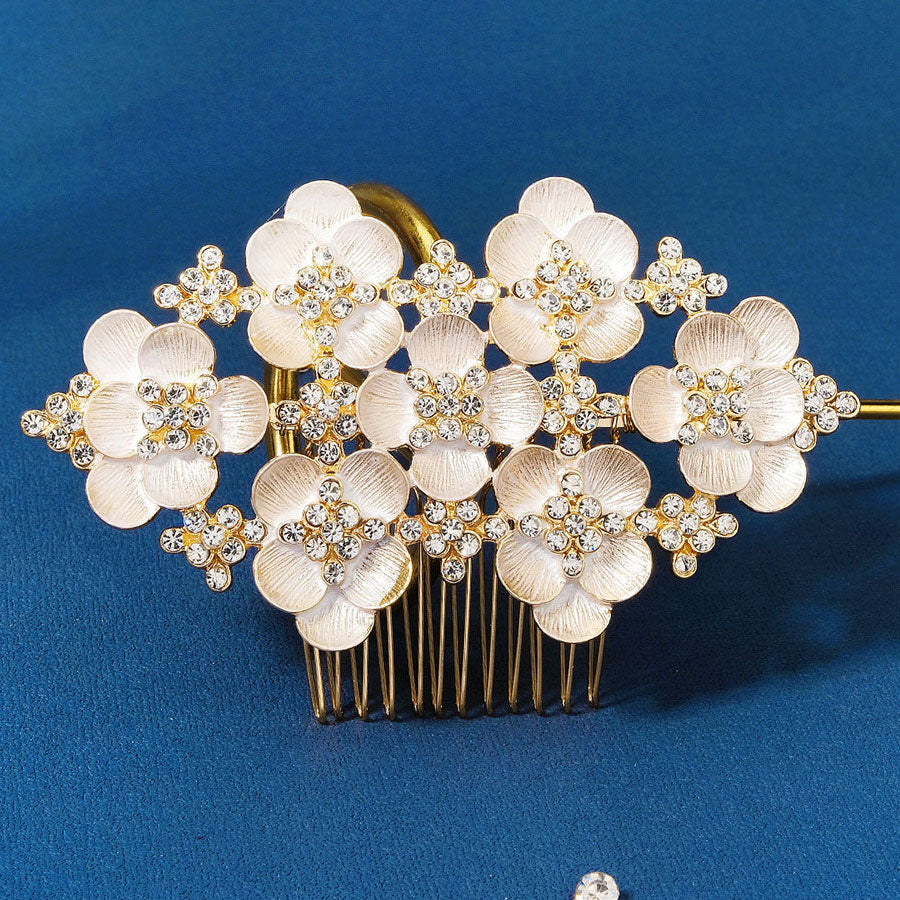 Baroque Rhinestone Flower Wedding Hair Comb Clip