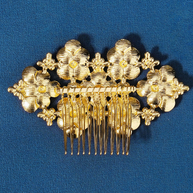 Baroque Rhinestone Flower Wedding Hair Comb Clip