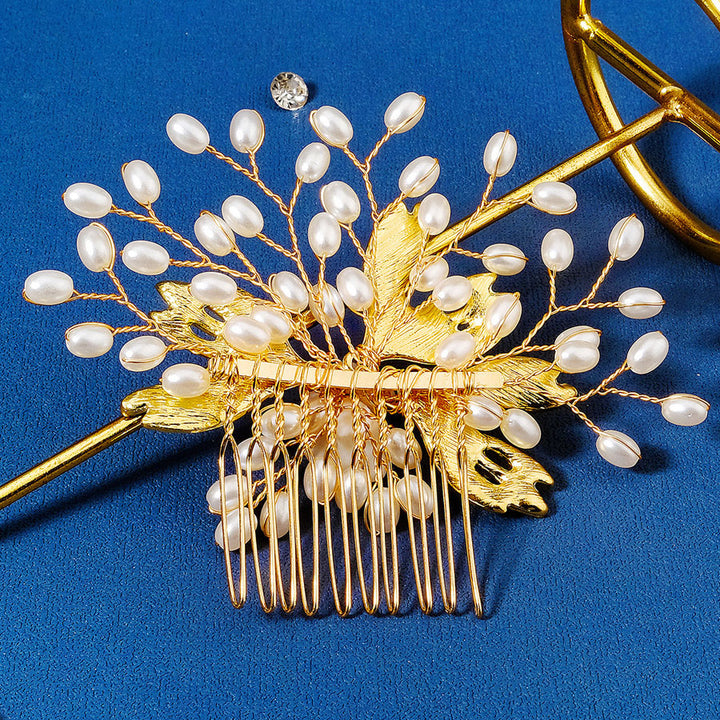 Pearl Rhinestone Flower Wedding Bridal Hair Comb Clip