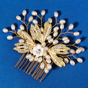 Pearl Rhinestone Flower Wedding Bridal Hair Comb Clip