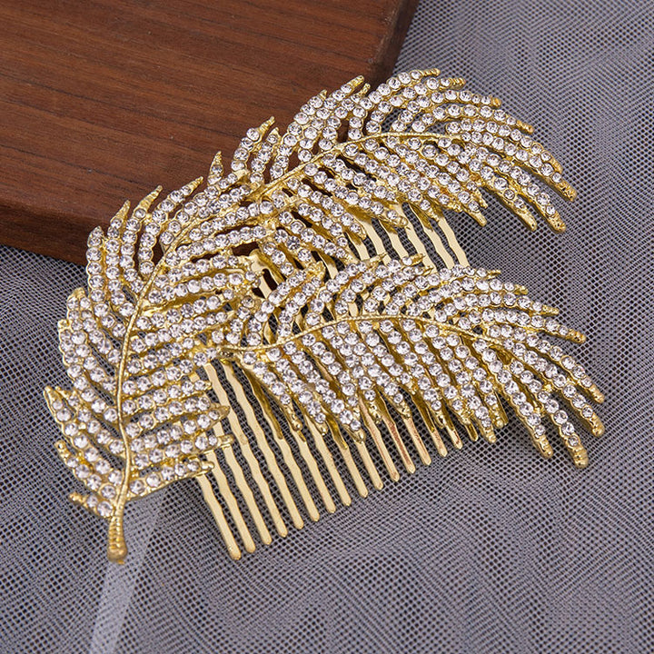 Rhinestone Leaf Wedding Hair Comb Clip