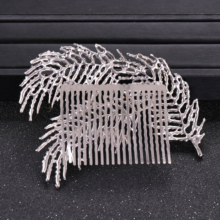Rhinestone Leaf Wedding Hair Comb Clip