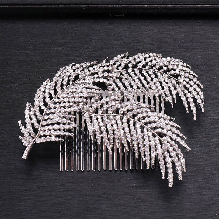 Rhinestone Leaf Wedding Hair Comb Clip