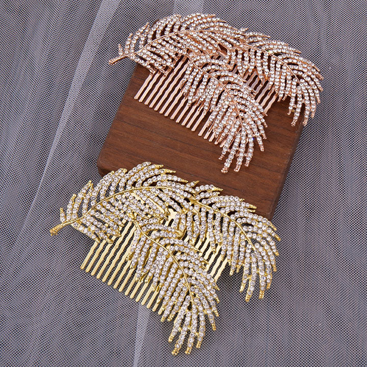 Rhinestone Leaf Wedding Hair Comb Clip