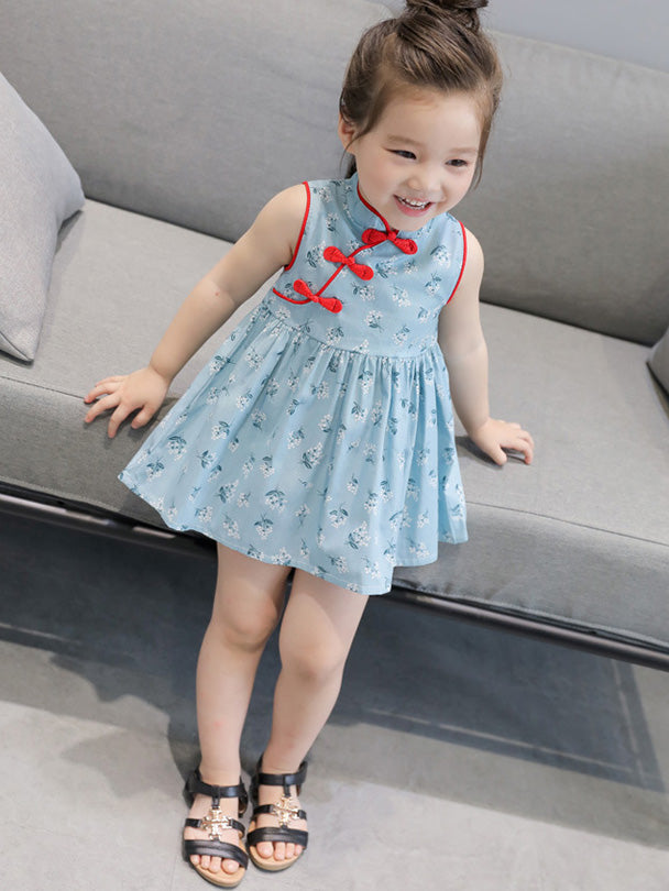 Floral Kids Girl's A-Line Cheongsam / Qipao Dress