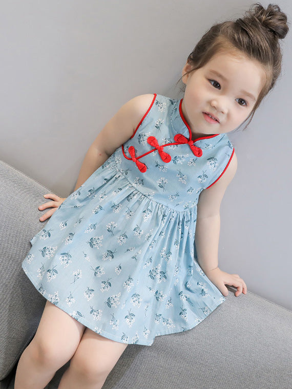 Floral Kids Girl's A-Line Cheongsam / Qipao Dress