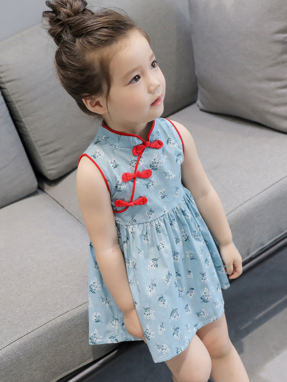Floral Kids Girl's A-Line Cheongsam / Qipao Dress