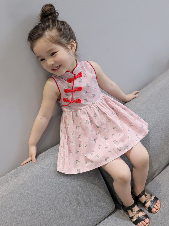 Floral Kids Girl's A-Line Cheongsam / Qipao Dress