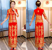 2-Piece Sequined Phoenix Bridal Qun Gua Chinese Wedding Suit
