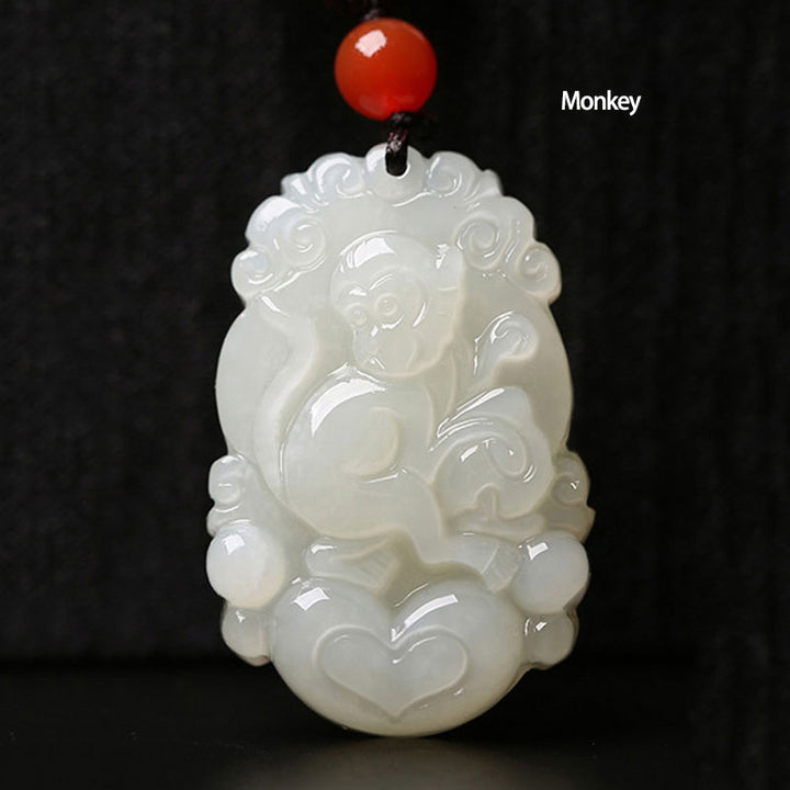 12 Chinese Zodiac Animals Jade Pendant Necklace