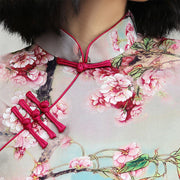 Pink Floral Short Modern Qipao / Cheongsam Dress