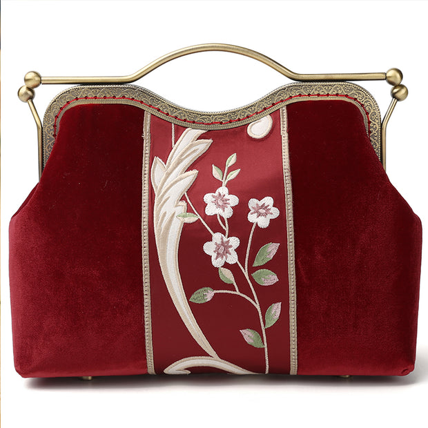 Red Embroidered Evening Shoulder Cross Handbag