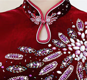 Beads Velvet Mother's Modern Qipao / Cheongsam Party Dress