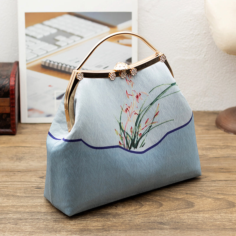 Floral Top Chain Cross Shoulder Clutch Handbag